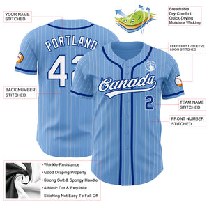 Custom Light Blue White Pinstripe Royal Authentic Baseball Jersey