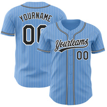 Загрузить изображение в средство просмотра галереи, Custom Light Blue White Pinstripe Black Authentic Baseball Jersey
