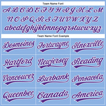 Загрузить изображение в средство просмотра галереи, Custom Light Blue White Pinstripe Purple Authentic Baseball Jersey
