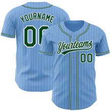 Загрузить изображение в средство просмотра галереи, Custom Light Blue White Pinstripe Green Authentic Baseball Jersey
