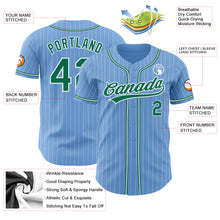 Загрузить изображение в средство просмотра галереи, Custom Light Blue White Pinstripe Kelly Green Authentic Baseball Jersey
