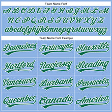 Загрузить изображение в средство просмотра галереи, Custom Light Blue White Pinstripe Kelly Green Authentic Baseball Jersey
