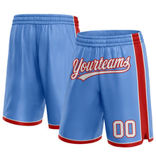 Laden Sie das Bild in den Galerie-Viewer, Custom Light Blue White-Red Authentic Basketball Shorts

