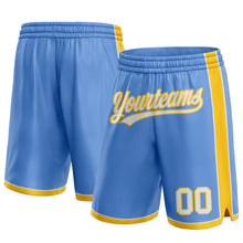 Laden Sie das Bild in den Galerie-Viewer, Custom Light Blue White-Yellow Authentic Basketball Shorts
