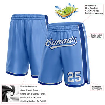 Custom Light Blue White-Royal Authentic Basketball Shorts