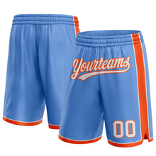 Load image into Gallery viewer, Custom Light Blue White-Orange Authentic Basketball Shorts
