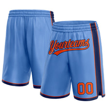 Laden Sie das Bild in den Galerie-Viewer, Custom Light Blue Orange-Navy Authentic Basketball Shorts
