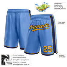 Laden Sie das Bild in den Galerie-Viewer, Custom Light Blue Gold-Navy Authentic Basketball Shorts
