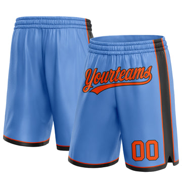 Custom Light Blue Orange-Black Authentic Basketball Shorts