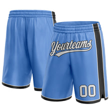 Laden Sie das Bild in den Galerie-Viewer, Custom Light Blue White-Black Authentic Basketball Shorts
