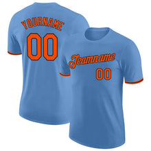 Load image into Gallery viewer, Custom Light Blue Orange-Black Performance T-Shirt
