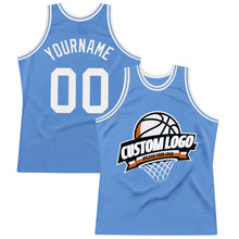 Load image into Gallery viewer, Custom Light Blue White Authentic Throwback Basketball Jersey
