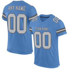 Load image into Gallery viewer, Custom Electric Blue Gray-Steel Gray Mesh Authentic Football Jersey

