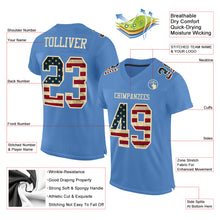 Load image into Gallery viewer, Custom Electric Blue Vintage USA Flag-City Cream Mesh Authentic Football Jersey
