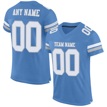 Custom Electric Blue White-Gray Mesh Authentic Football Jersey