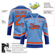 Laden Sie das Bild in den Galerie-Viewer, Custom Light Blue Orange-Royal Hockey Lace Neck Jersey
