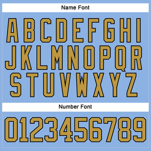 Custom Light Blue Old Gold-Black Hockey Lace Neck Jersey