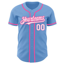 Load image into Gallery viewer, Custom Light Blue White-Pink Authentic Baseball Jersey
