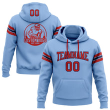 Load image into Gallery viewer, Custom Stitched Light Blue Red-Navy Football Pullover Sweatshirt Hoodie
