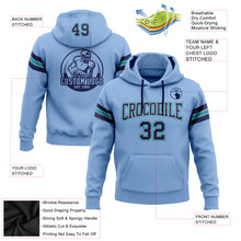Load image into Gallery viewer, Custom Stitched Light Blue Navy Gray-Teal Football Pullover Sweatshirt Hoodie
