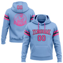 Laden Sie das Bild in den Galerie-Viewer, Custom Stitched Light Blue Pink-Black Football Pullover Sweatshirt Hoodie
