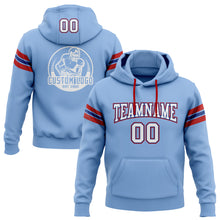 Load image into Gallery viewer, Custom Stitched Light Blue White Royal-Red Football Pullover Sweatshirt Hoodie

