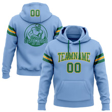 Load image into Gallery viewer, Custom Stitched Light Blue Kelly Green-Gold Football Pullover Sweatshirt Hoodie
