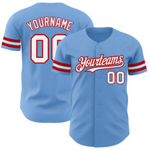 Charger l&#39;image dans la galerie, Custom Light Blue White-Red Authentic Baseball Jersey
