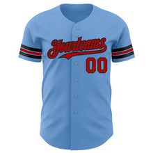Laden Sie das Bild in den Galerie-Viewer, Custom Light Blue Red-Black Authentic Baseball Jersey
