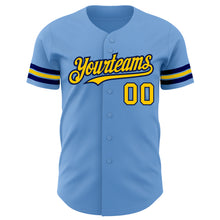 Charger l&#39;image dans la galerie, Custom Light Blue Yellow-Navy Authentic Baseball Jersey
