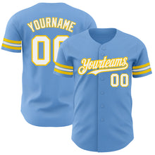 Charger l&#39;image dans la galerie, Custom Light Blue White-Yellow Authentic Baseball Jersey
