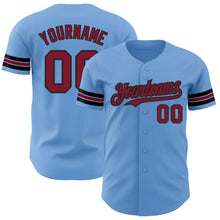 Charger l&#39;image dans la galerie, Custom Light Blue Crimson-Black Authentic Baseball Jersey
