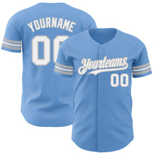 Charger l&#39;image dans la galerie, Custom Light Blue White-Gray Authentic Baseball Jersey
