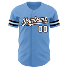 Laden Sie das Bild in den Galerie-Viewer, Custom Light Blue White-Brown Authentic Baseball Jersey
