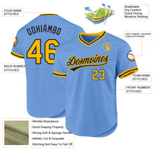 Load image into Gallery viewer, Custom Light Blue Gold-Black Authentic Throwback Baseball Jersey
