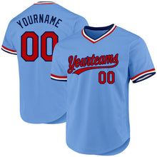 Load image into Gallery viewer, Custom Light Blue Red-Navy Authentic Throwback Baseball Jersey
