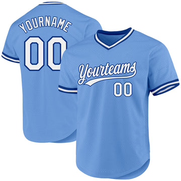Custom Light Blue White-Royal Authentic Throwback Baseball Jersey