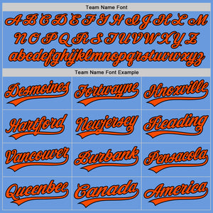 Custom Light Blue Orange-Black Authentic Throwback Baseball Jersey
