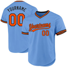 Load image into Gallery viewer, Custom Light Blue Orange-Black Authentic Throwback Baseball Jersey
