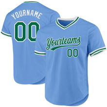 Laden Sie das Bild in den Galerie-Viewer, Custom Light Blue Kelly Green-White Authentic Throwback Baseball Jersey
