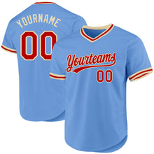 Charger l&#39;image dans la galerie, Custom Light Blue Red-Cream Authentic Throwback Baseball Jersey
