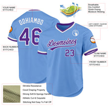 Laden Sie das Bild in den Galerie-Viewer, Custom Light Blue Purple-White Authentic Throwback Baseball Jersey

