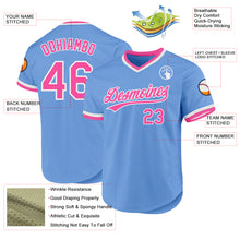 Laden Sie das Bild in den Galerie-Viewer, Custom Light Blue Pink-White Authentic Throwback Baseball Jersey
