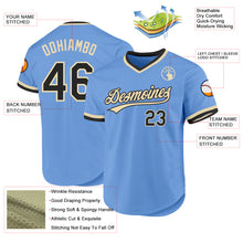 Load image into Gallery viewer, Custom Light Blue Black-Cream Authentic Throwback Baseball Jersey
