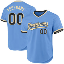 Load image into Gallery viewer, Custom Light Blue Black-Cream Authentic Throwback Baseball Jersey

