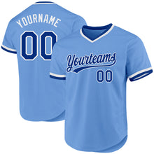 Load image into Gallery viewer, Custom Light Blue Royal-White Authentic Throwback Baseball Jersey
