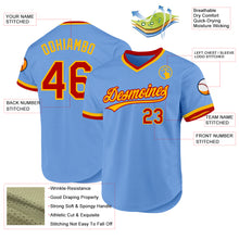 Load image into Gallery viewer, Custom Light Blue Red-Gold Authentic Throwback Baseball Jersey
