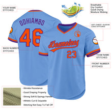 Load image into Gallery viewer, Custom Light Blue Orange-Purple Authentic Throwback Baseball Jersey
