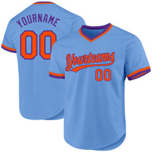 Laden Sie das Bild in den Galerie-Viewer, Custom Light Blue Orange-Purple Authentic Throwback Baseball Jersey
