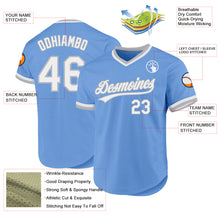 Load image into Gallery viewer, Custom Light Blue White-Gray Authentic Throwback Baseball Jersey
